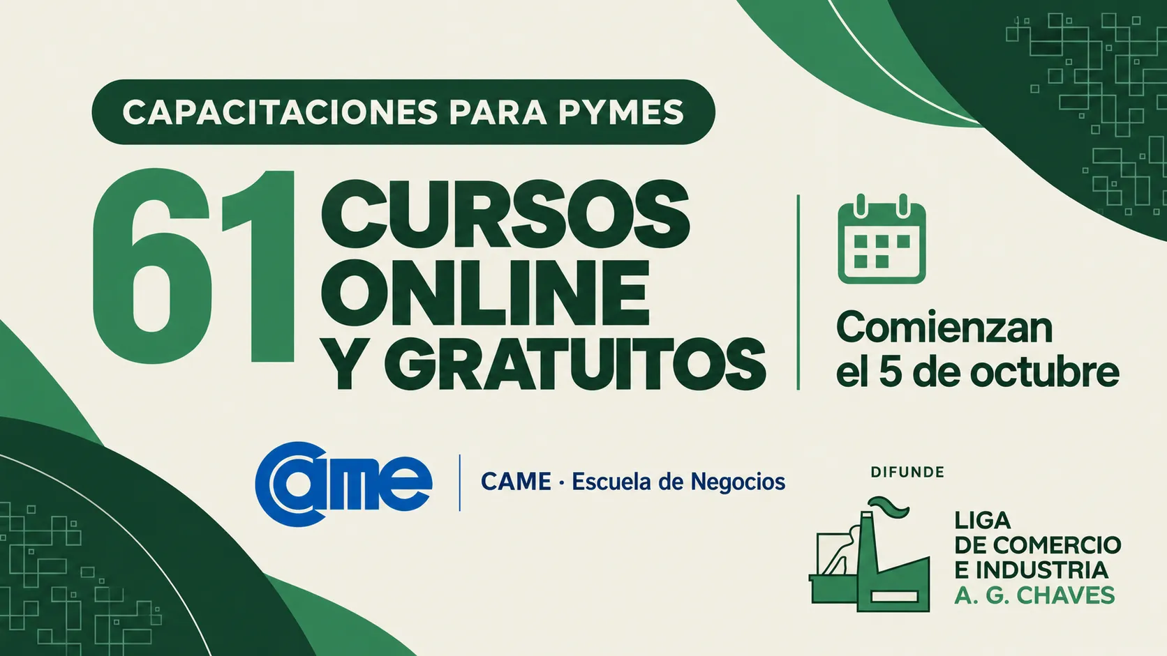 “61 cursos online y gratuitos” como mensaje principal